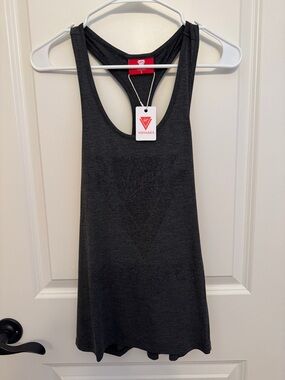 Black Racerback Tank with Subtle Front Motif